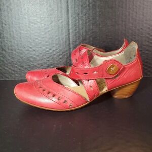 Rieker Red Leathet Closed Toe Comfort Sandals Womens Size EU 36 US 5